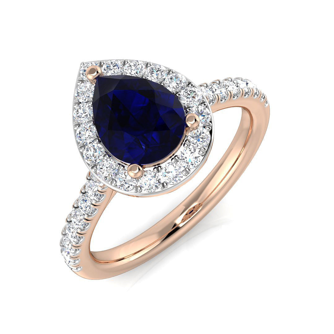 Blue Sapphire Diamond Ring 1.54ct–4.86ct – SR21~BS – 18k Rose Gold