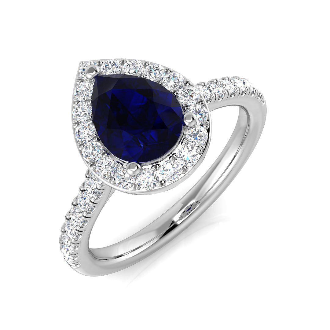Blue Sapphire Diamond Ring 1.54ct–4.86ct – SR21~BS – 18k White Gold