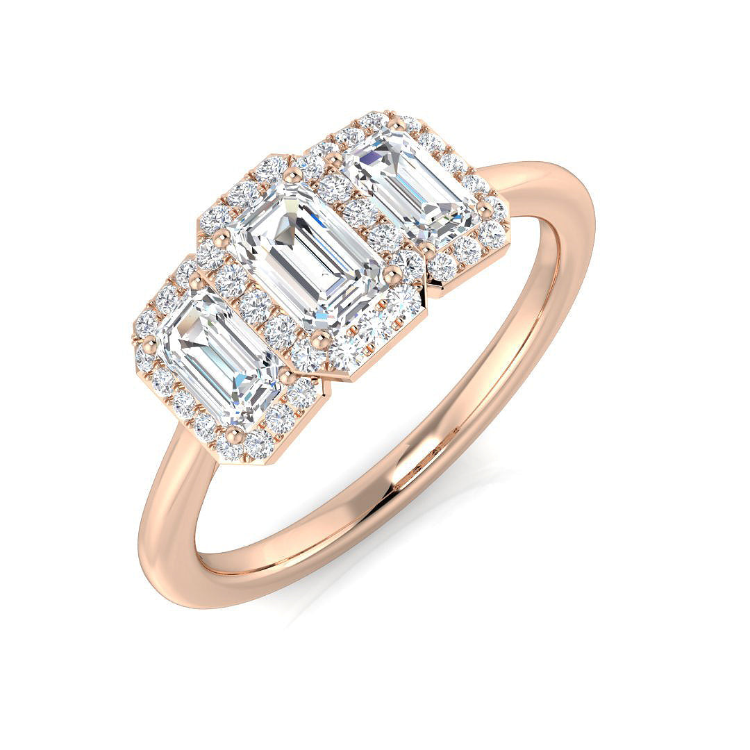 Three Stone Diamond Ring 0.8ct–1.99ct – SR2241 – 18k Rose Gold