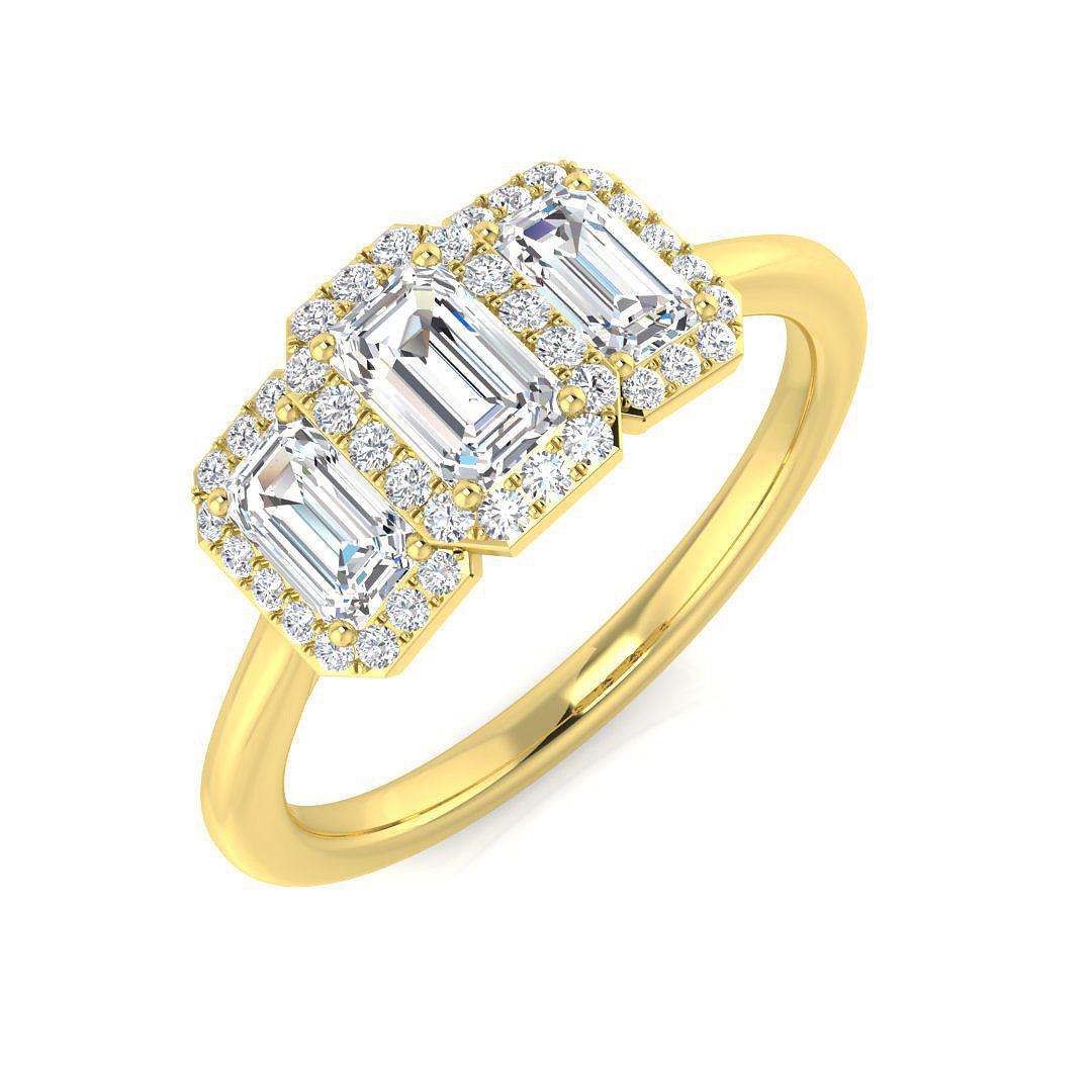 Three Stone Diamond Ring 0.8ct–1.99ct – SR2241 – 18k Yellow Gold