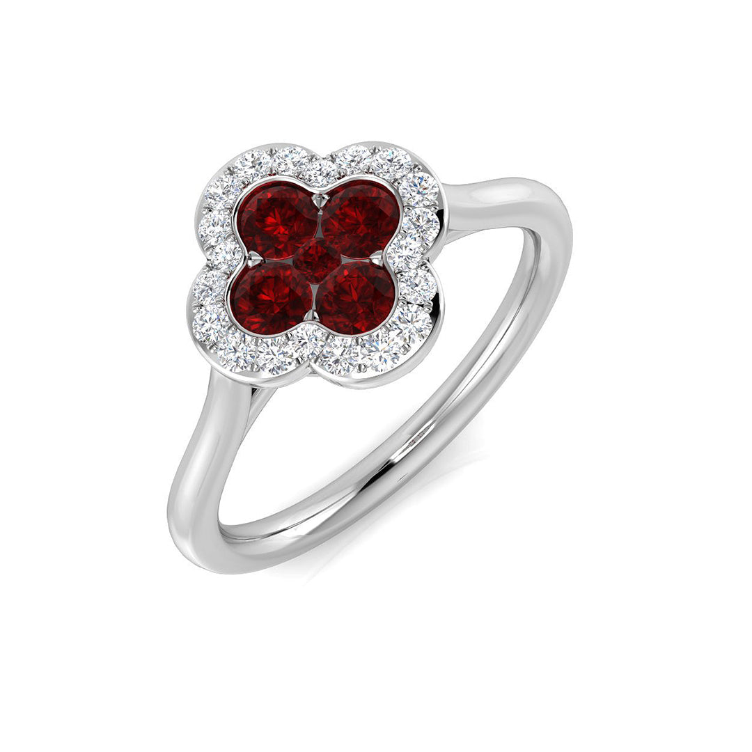 Clover Diamond Ring 0.57ct – SR2247~RY – 18k White Gold