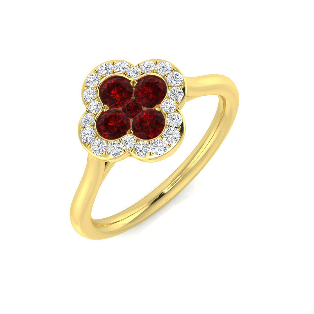 Clover Diamond Ring 0.57ct – SR2247~RY – 18k Yellow Gold