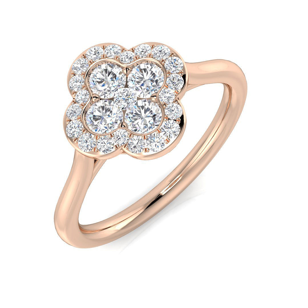 Clover Diamond Ring 0.35ct–1.13ct – SR1010 – 18k Rose Gold