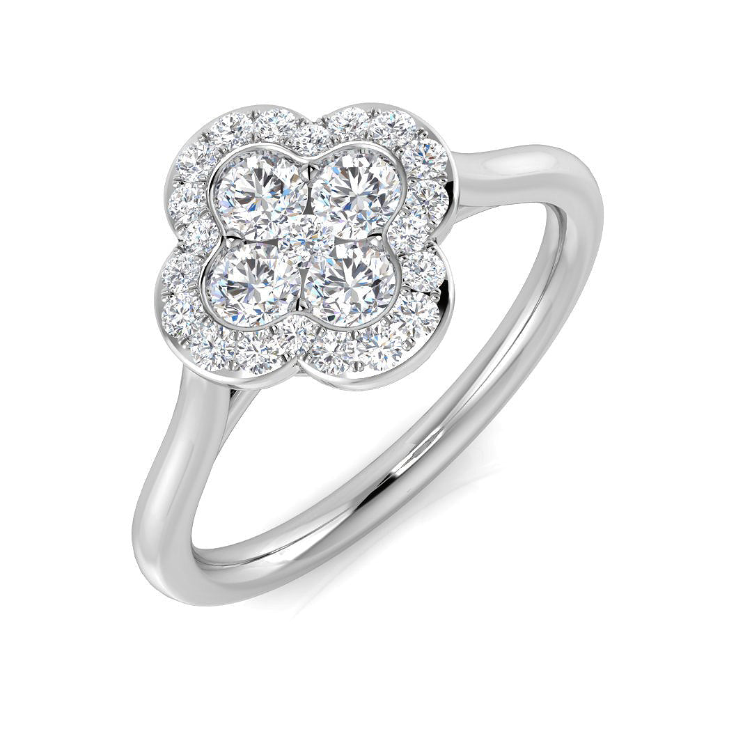 Clover Diamond Ring 0.35ct–1.13ct – SR1010 – 18k White Gold