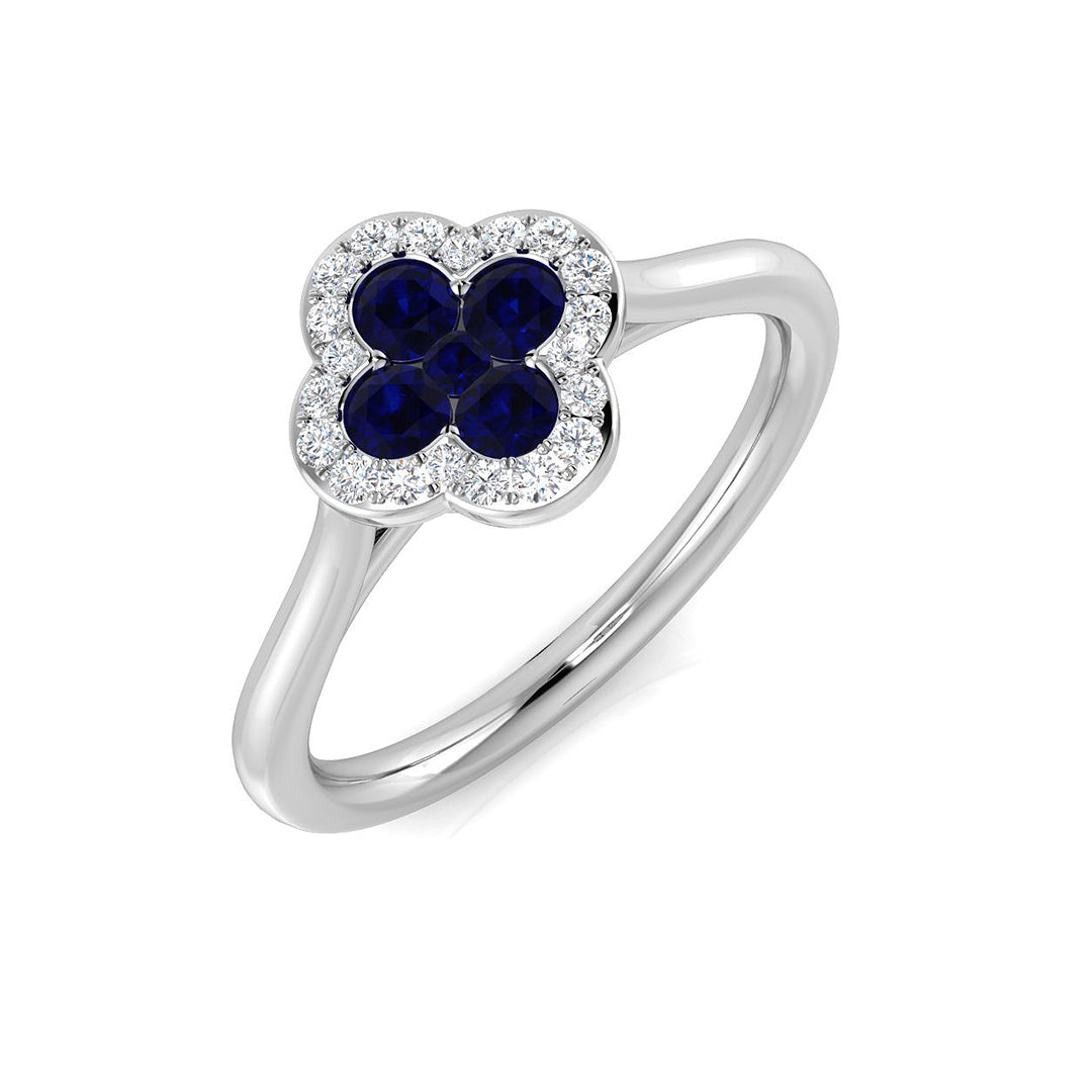 Clover Diamond Ring 0.34ct–1.45ct – SR2249~BS – 18k White Gold