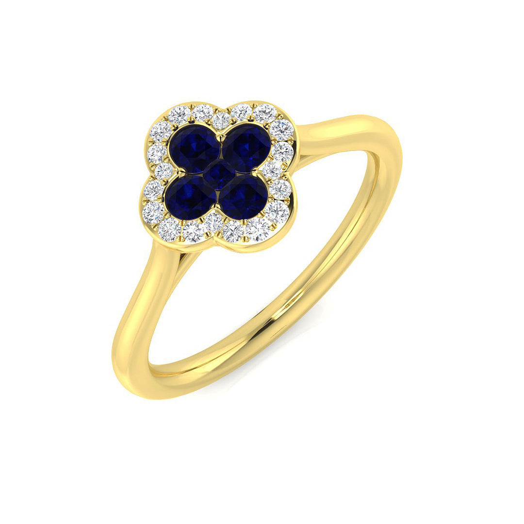 Clover Diamond Ring 0.34ct–1.45ct – SR2249~BS – 18k Yellow Gold