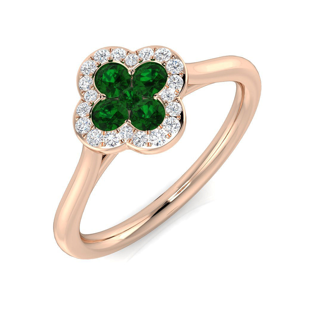 Clover Diamond Ring 0.31ct–1.19ct – SR2249~EM – 18k Rose Gold