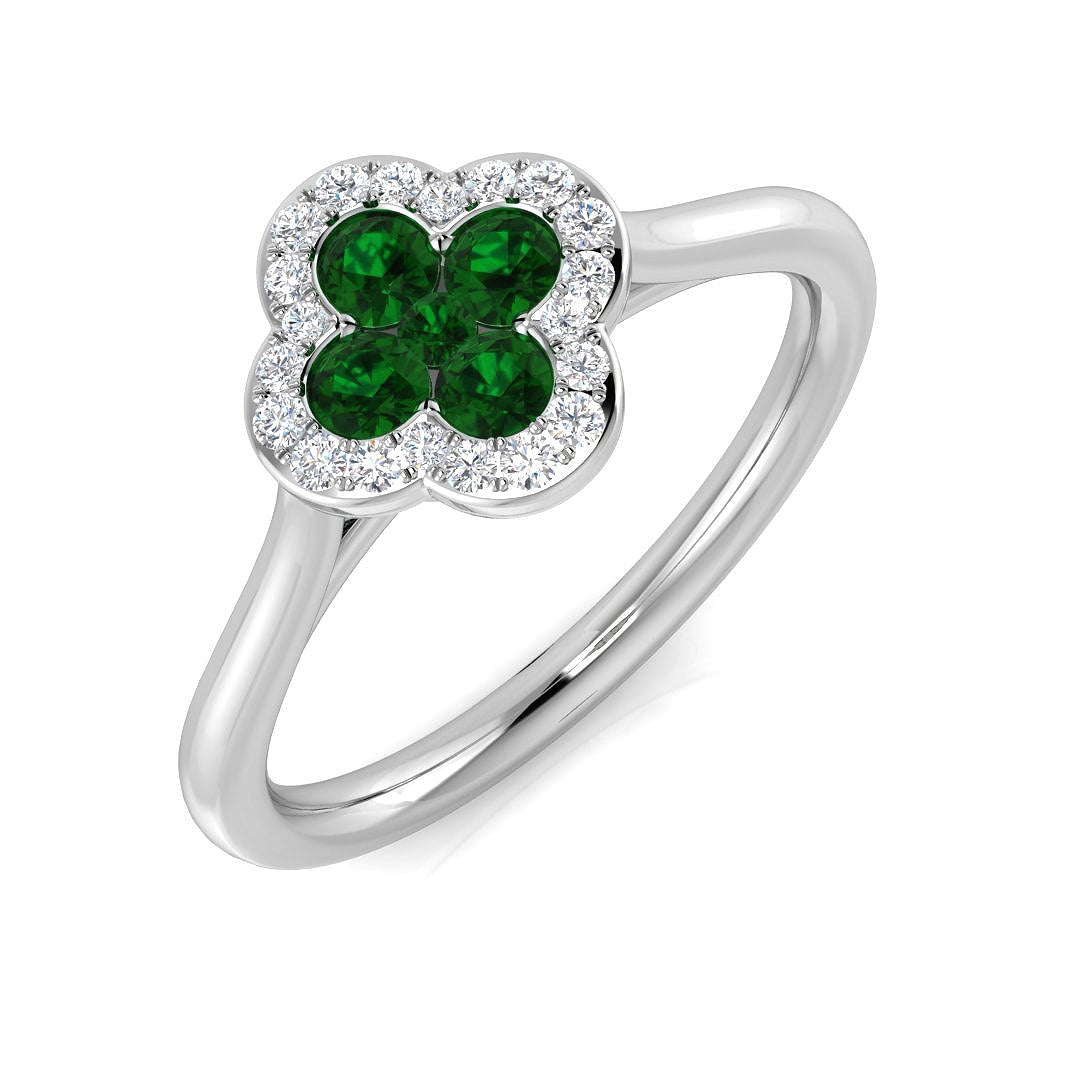 Clover Diamond Ring 0.31ct–1.19ct – SR2249~EM – 18k White Gold