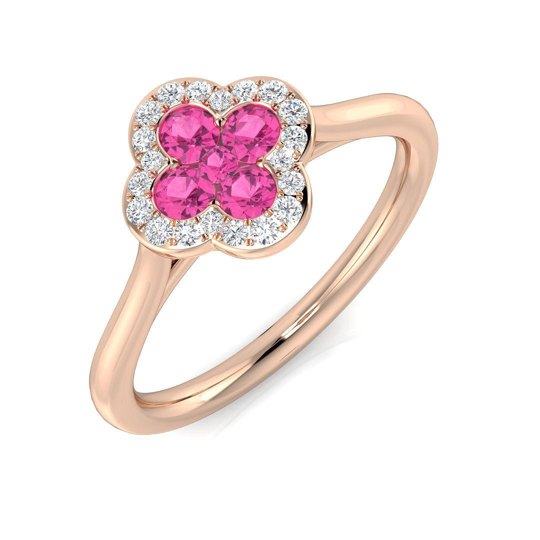 Clover Diamond Ring 0.42ct–1.42ct – SR2249~PS – 18k Rose Gold