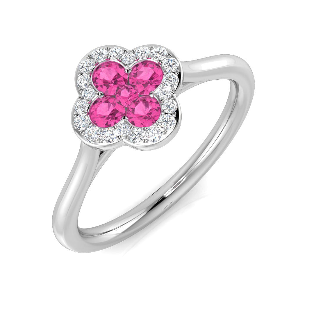 Clover Diamond Ring 0.42ct–1.42ct – SR2249~PS – 18k White Gold