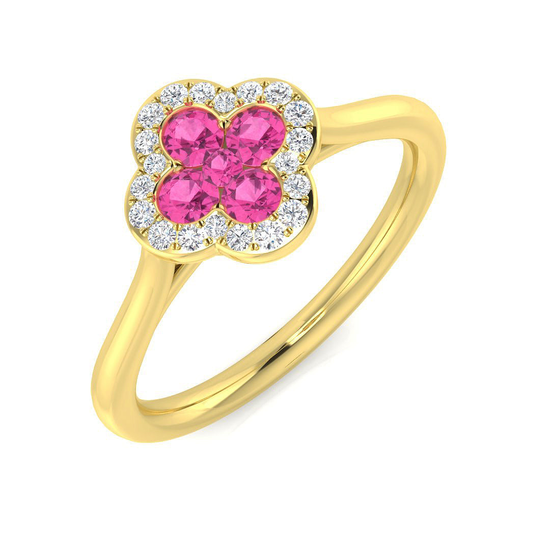 Clover Diamond Ring 0.42ct–1.42ct – SR2249~PS – 18k Yellow Gold