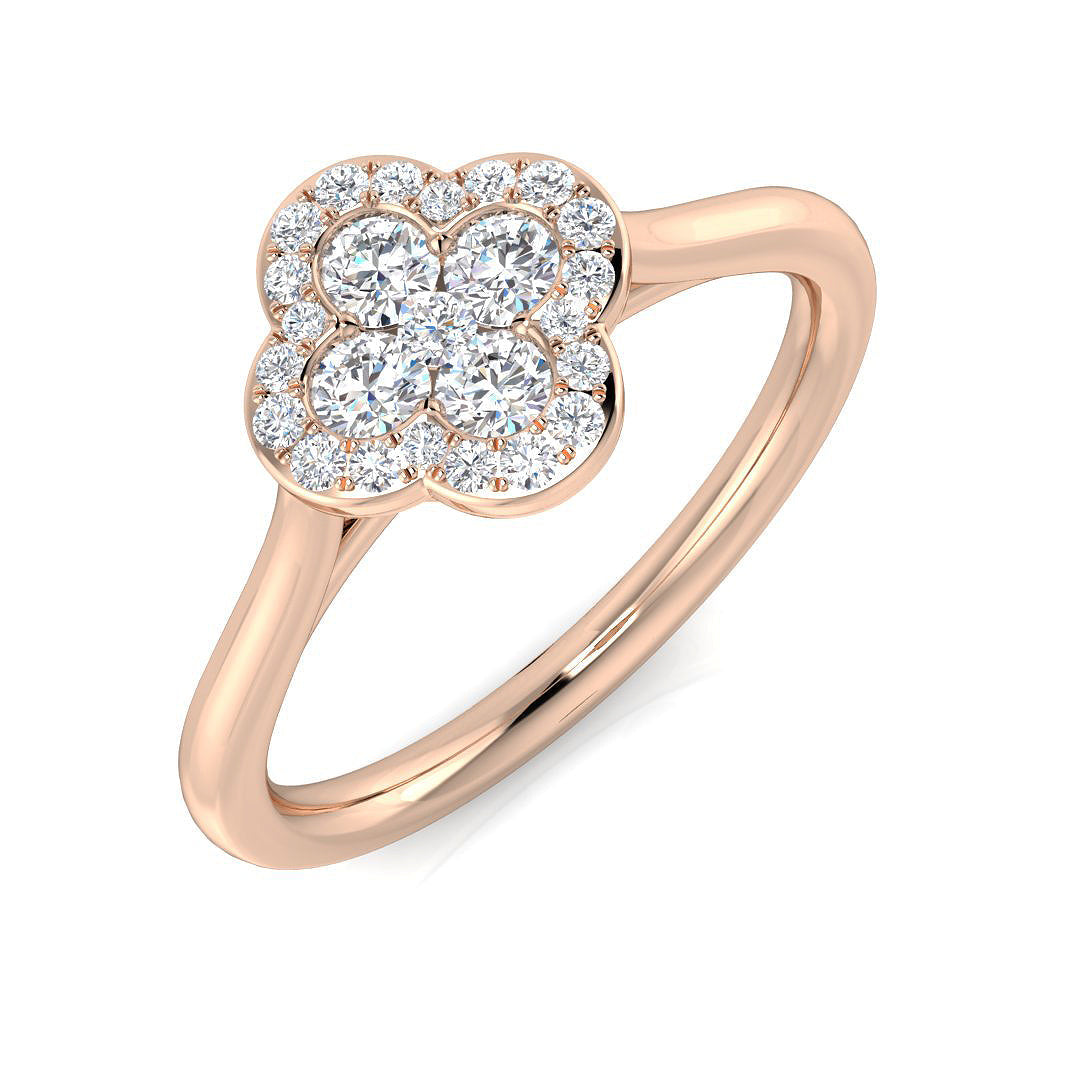 Clover Diamond Ring 0.35ct–1.13ct – SR1010 – 18k Rose Gold