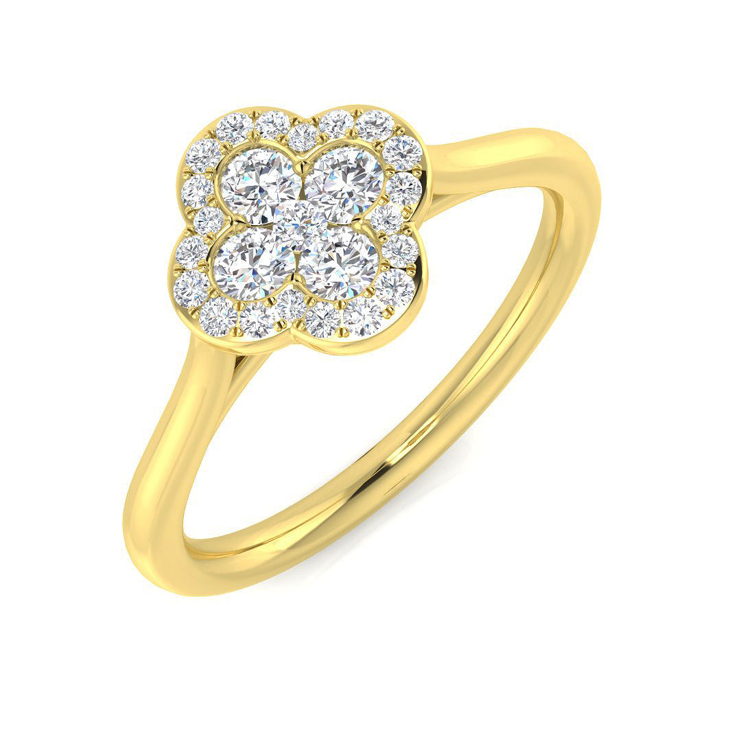 Clover Diamond Ring 0.35ct–1.13ct – SR1010 – 18k Yellow Gold