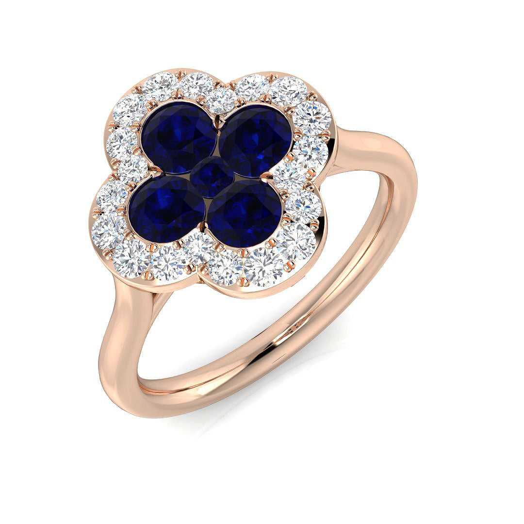 Clover Diamond Ring 0.34ct–1.45ct – SR2249~BS – 18k Rose Gold