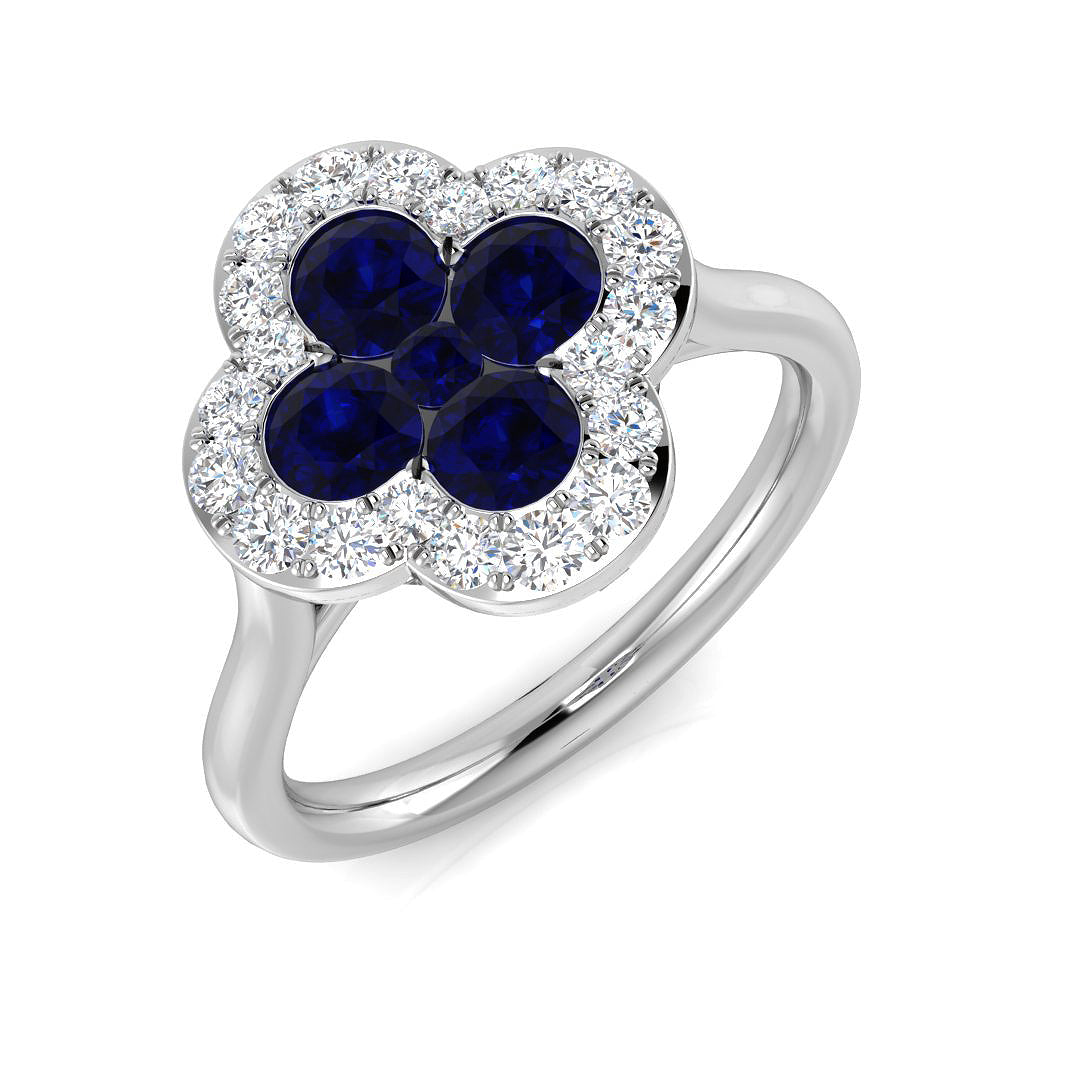 Clover Diamond Ring 0.34ct–1.45ct – SR2249~BS – 18k White Gold