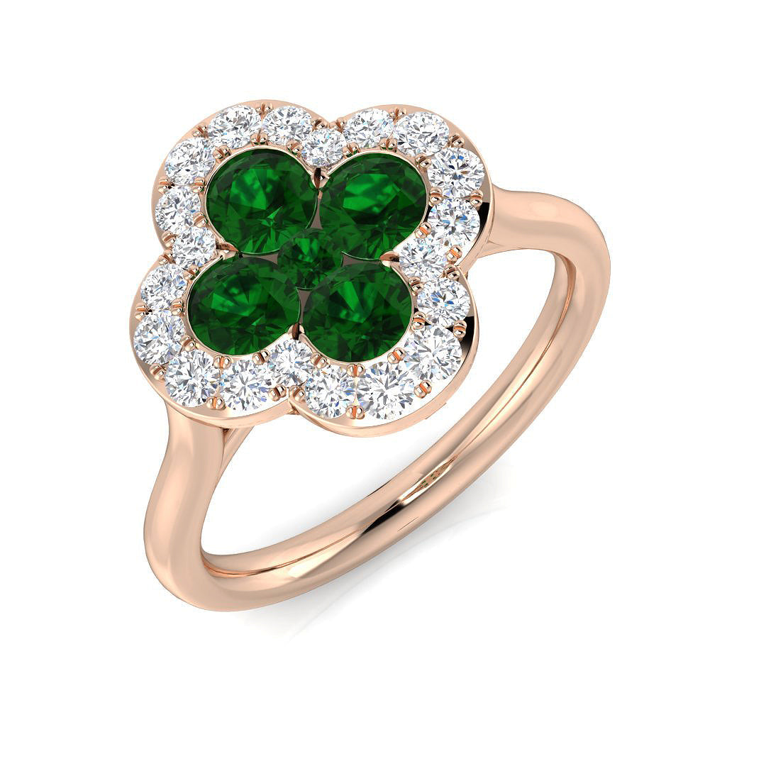 Clover Diamond Ring 0.31ct–1.19ct – SR2249~EM – 18k Rose Gold