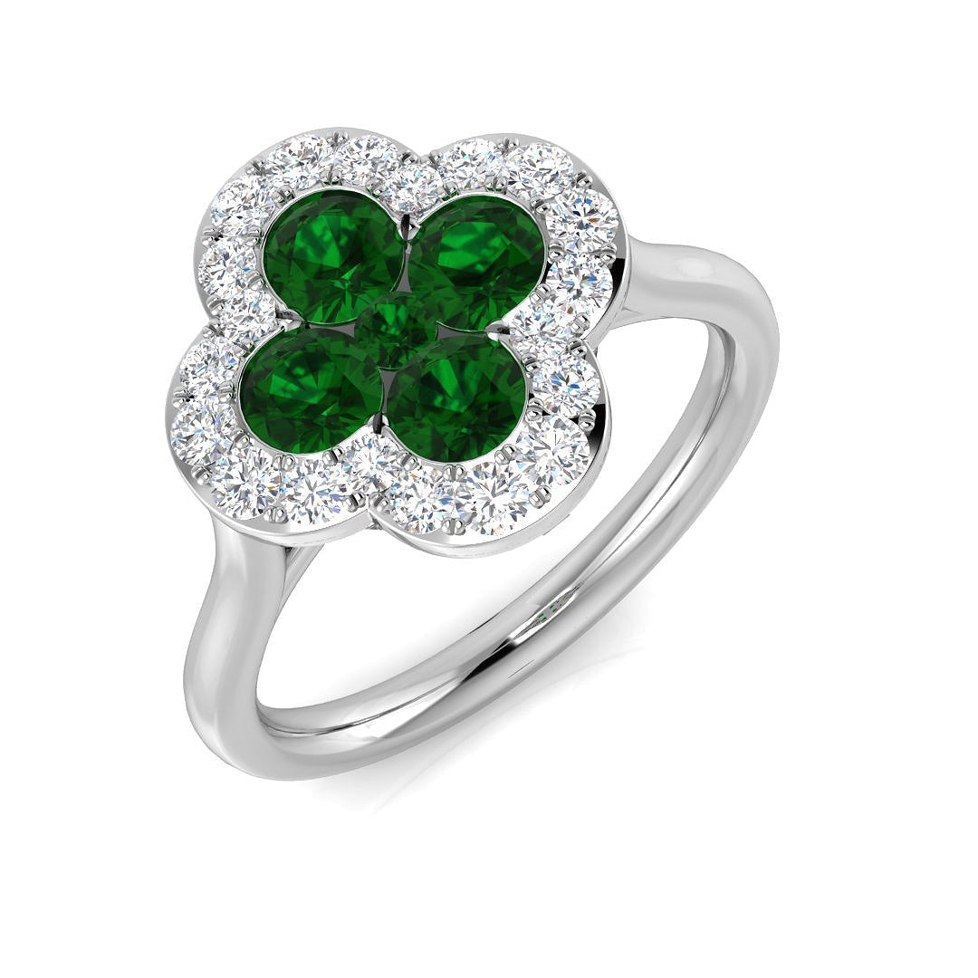 Clover Diamond Ring 0.31ct–1.19ct – SR2249~EM – 18k White Gold