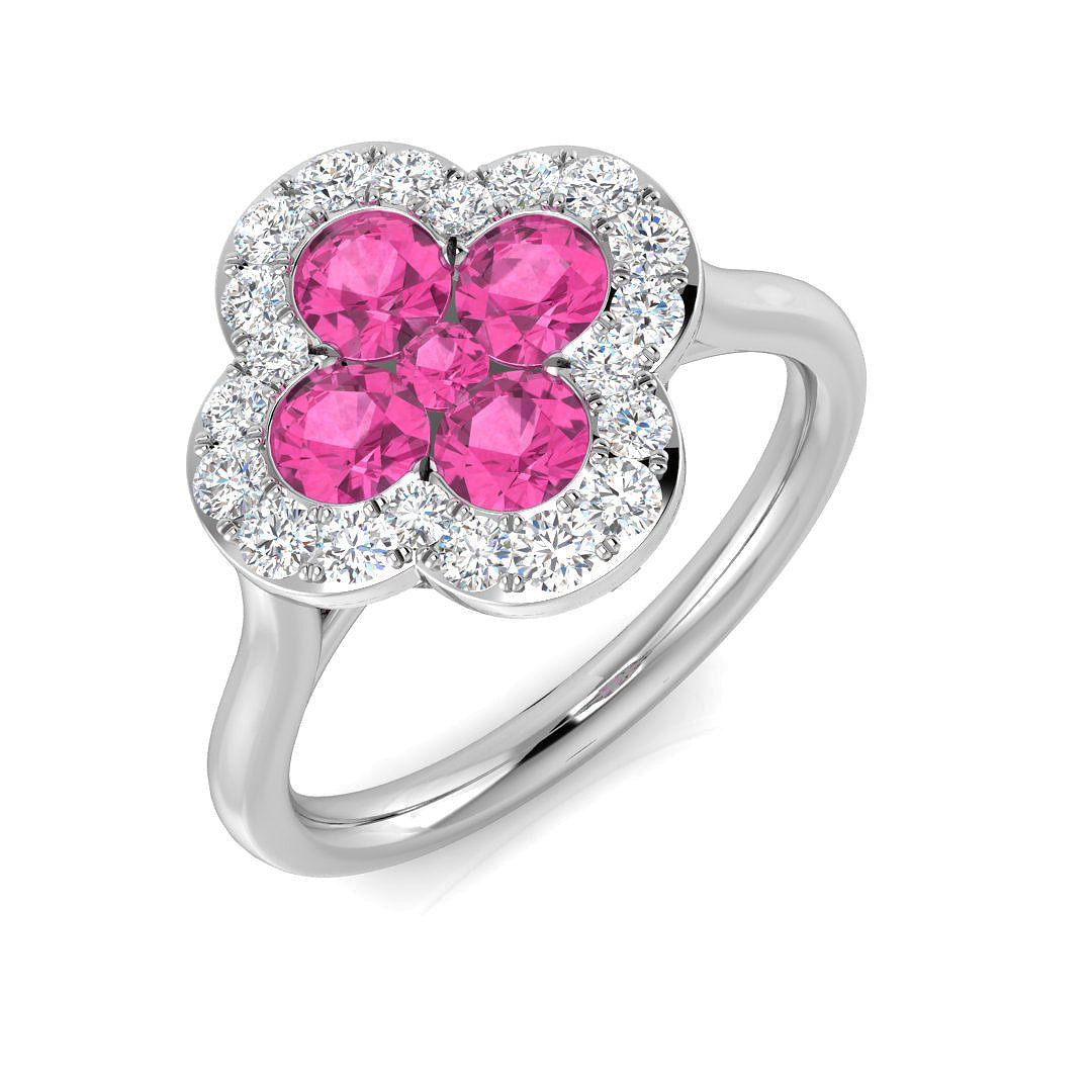 Clover Diamond Ring 0.42ct–1.42ct – SR2249~PS – 18k White Gold