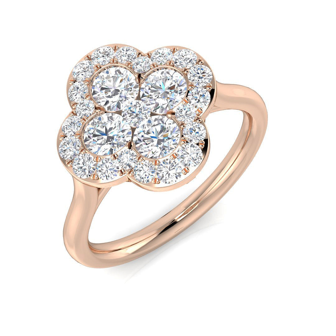 Clover Diamond Ring 0.35ct–1.13ct – SR1010 – 18k Rose Gold