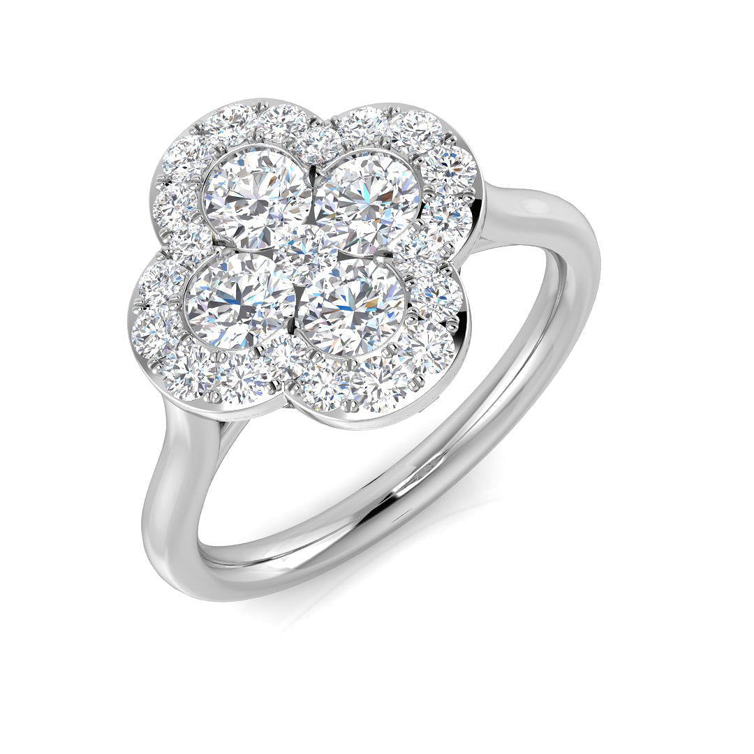 Clover Diamond Ring 0.35ct–1.13ct – SR1010 – 18k White Gold