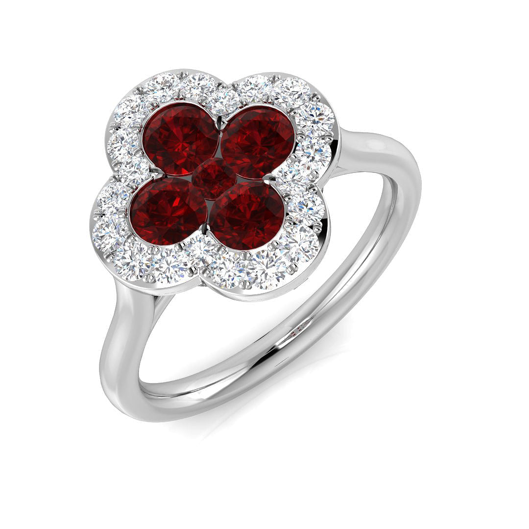 Clover Diamond Ring 1.47ct – SR2257~RY – 18k White Gold