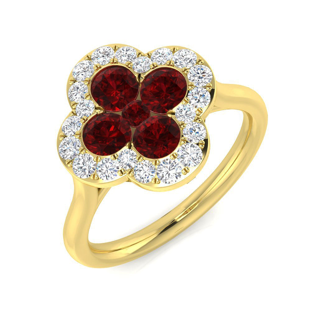 Clover Diamond Ring 1.47ct – SR2257~RY – 18k Yellow Gold