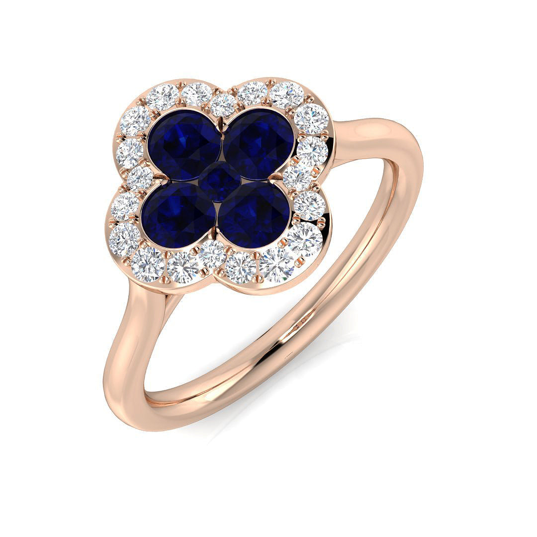 Clover Diamond Ring 0.34ct–1.45ct – SR2249~BS – 18k Rose Gold