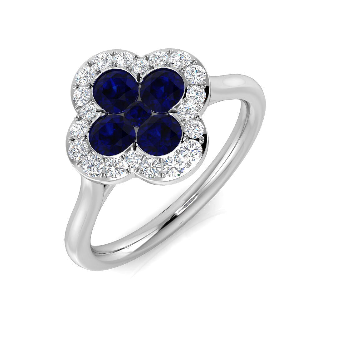 Clover Diamond Ring 0.34ct–1.45ct – SR2249~BS – 18k White Gold