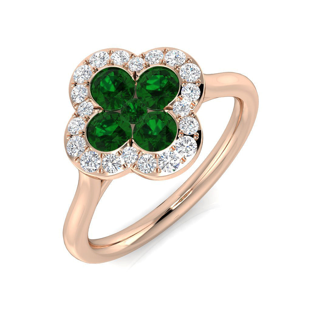 Clover Diamond Ring 0.31ct–1.19ct – SR2249~EM – 18k Rose Gold