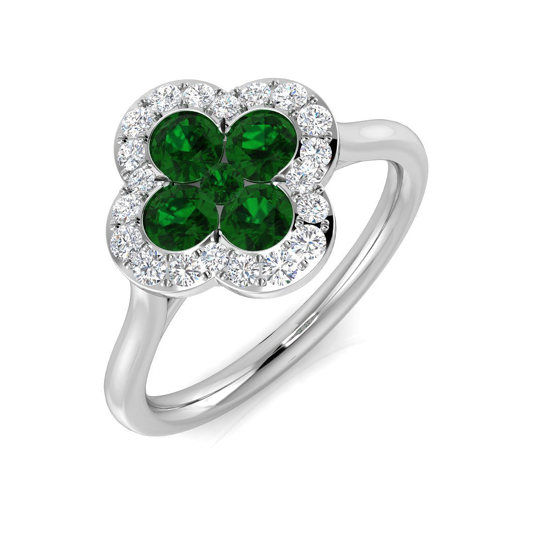 Clover Diamond Ring 0.31ct–1.19ct – SR2249~EM – 18k White Gold