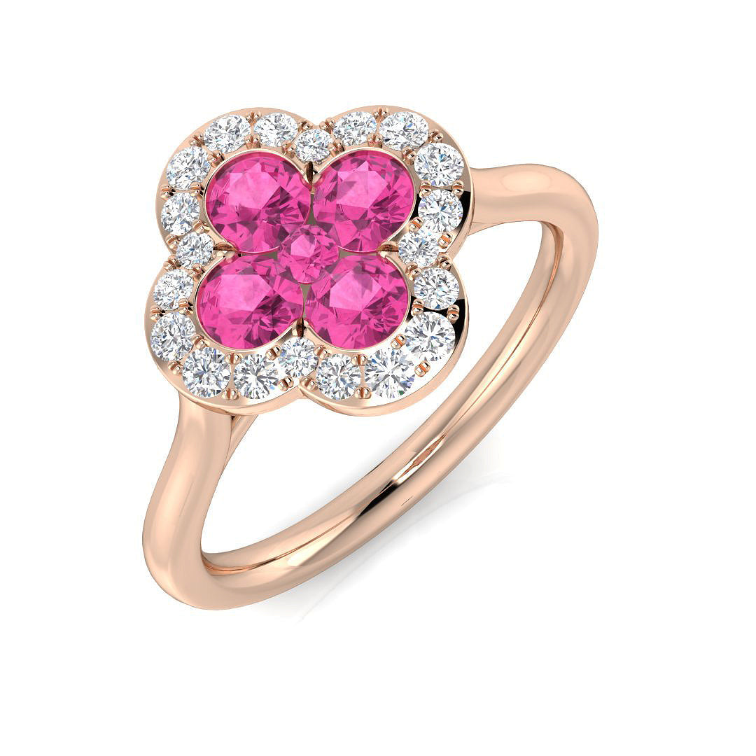 Clover Diamond Ring 0.42ct–1.42ct – SR2249~PS – 18k Rose Gold