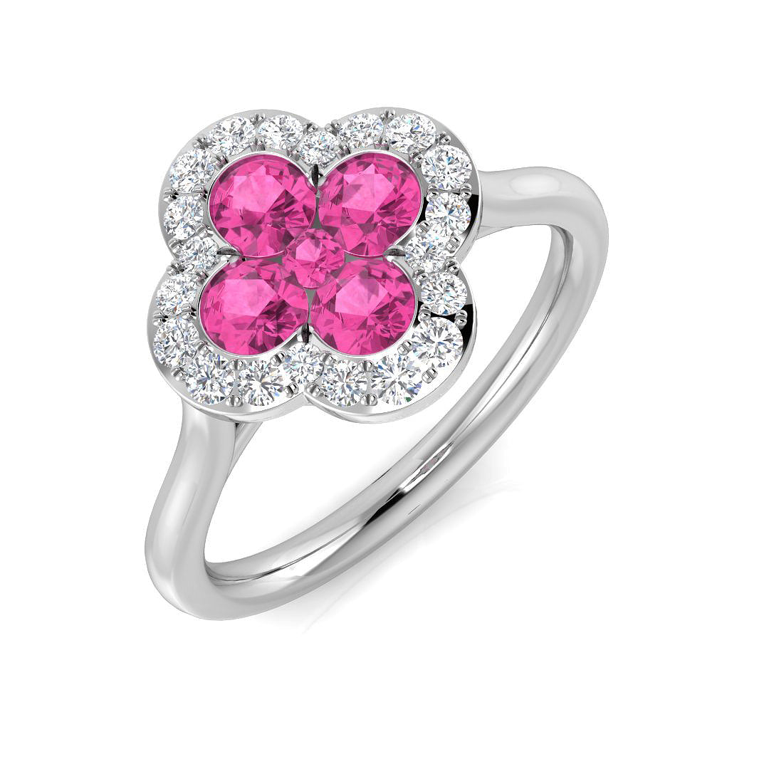 Clover Diamond Ring 0.42ct–1.42ct – SR2249~PS – 18k White Gold