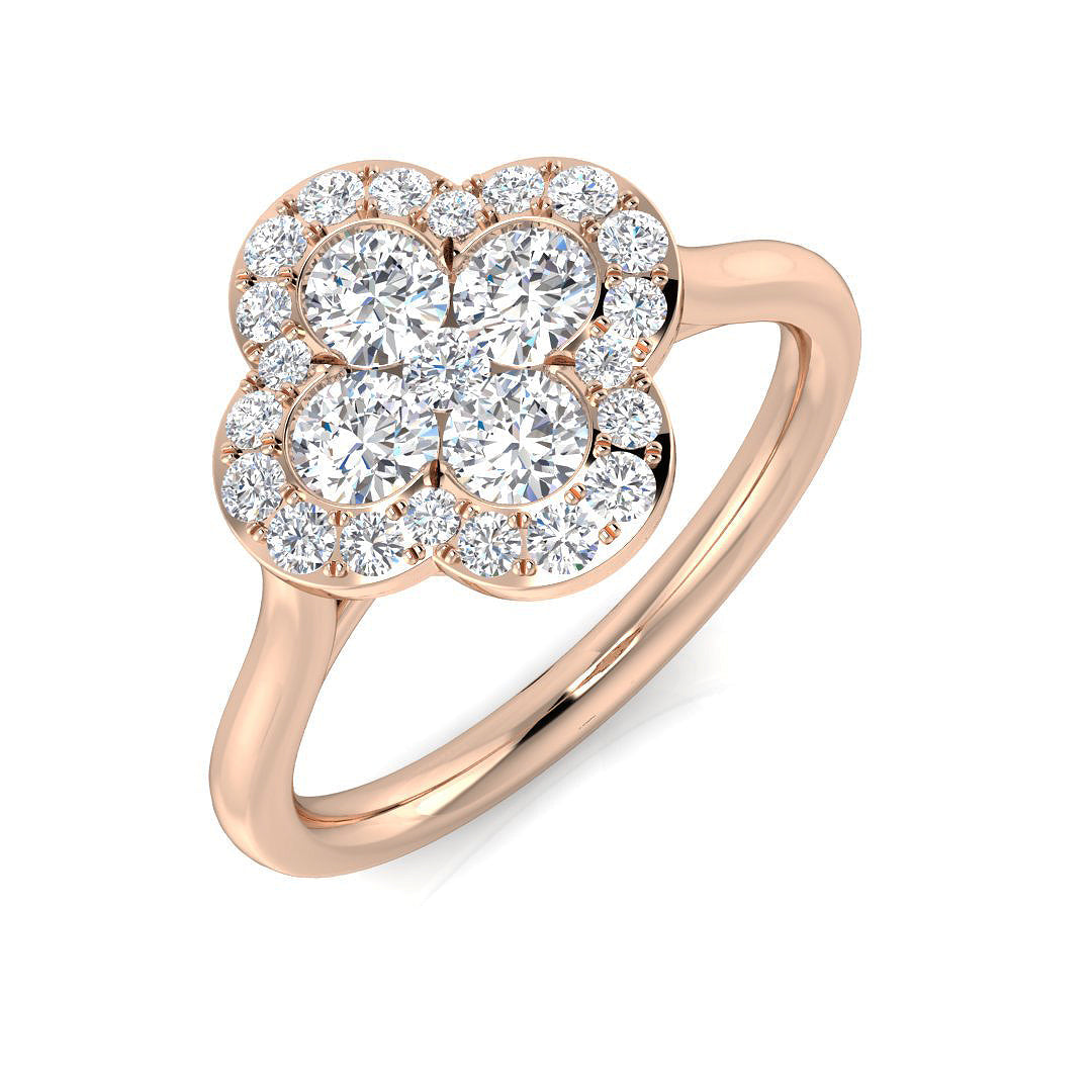 Clover Diamond Ring 0.35ct–1.13ct – SR1010 – 18k Rose Gold