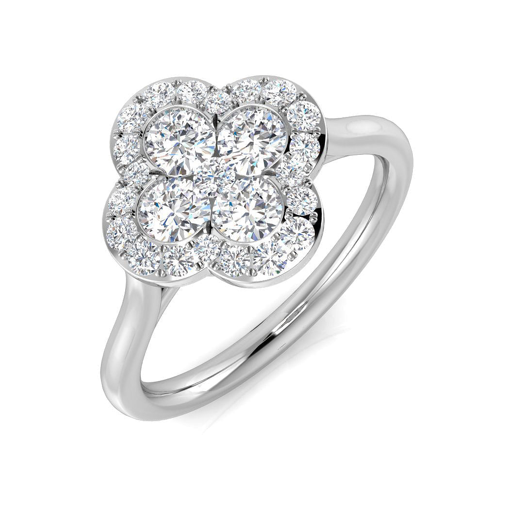 Clover Diamond Ring 0.35ct–1.13ct – SR1010 – 18k White Gold