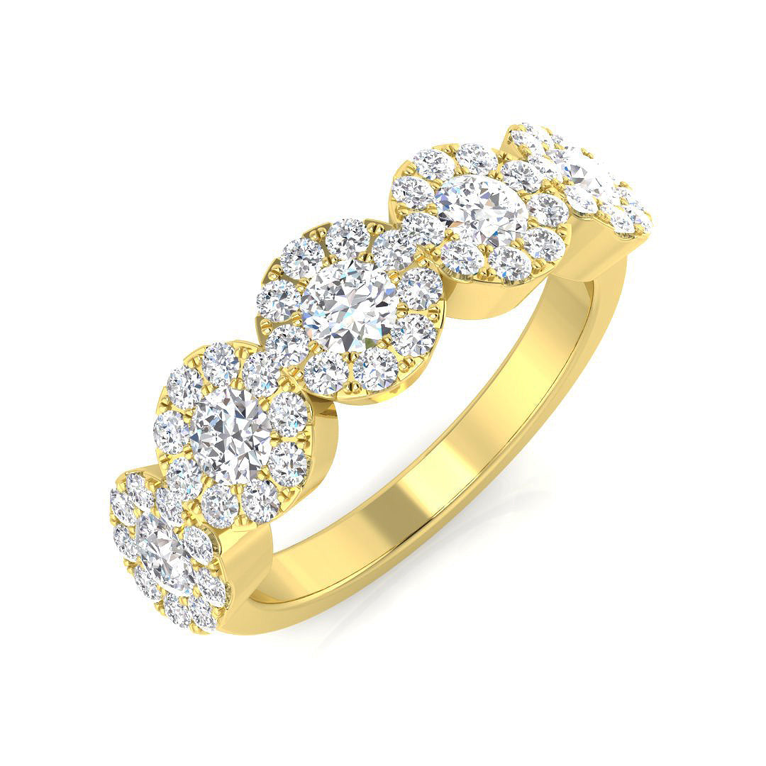 Five Stone Diamond Ring 0.97ct–1.9ct – SR2293 – 18k Yellow Gold