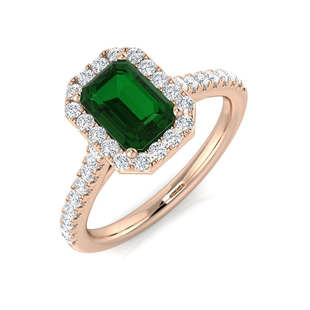 Emerald Diamond Ring 1.15ct–5.33ct – SR455~EM – 18k Rose Gold