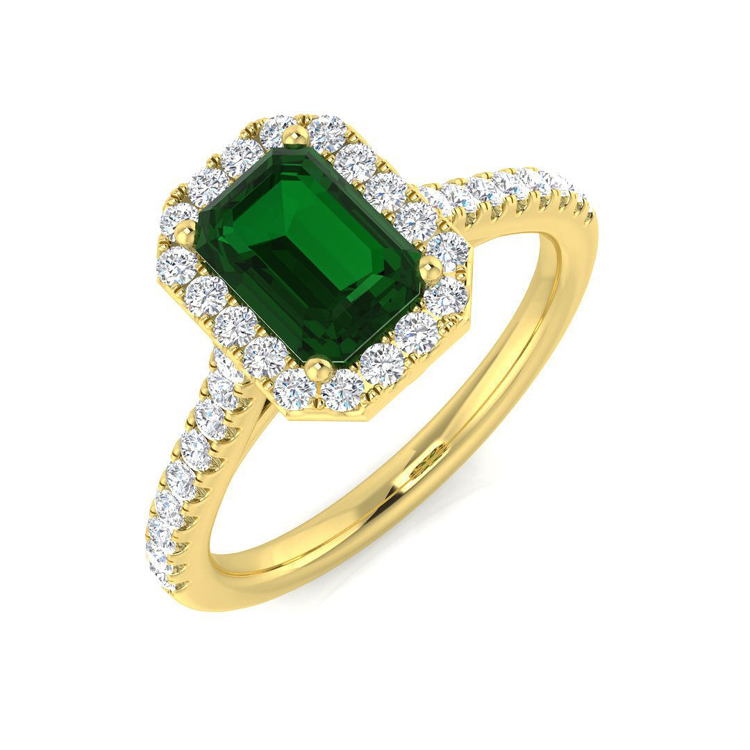 Emerald Diamond Ring 1.15ct–5.33ct – SR455~EM – 18k Yellow Gold
