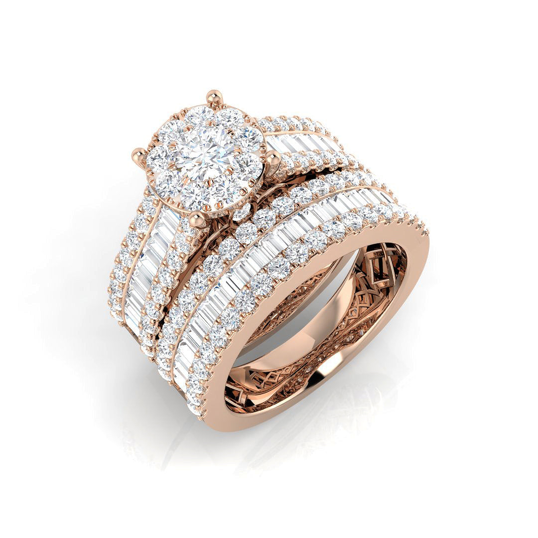 Baguette & Brilliant Diamond Ring 2.41ct–3.24ct – SR244A – 18k Rose Gold
