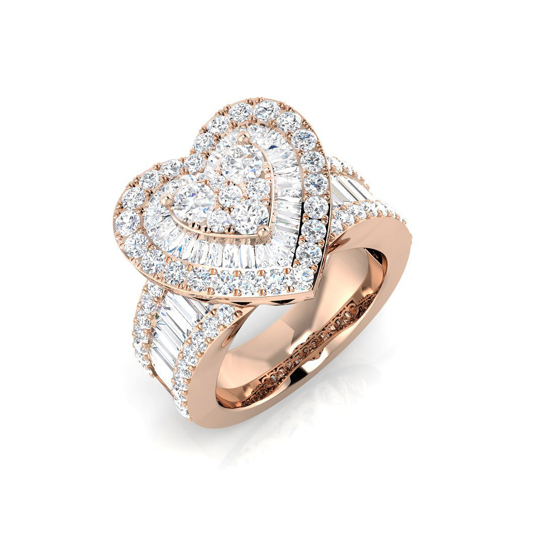 Baguette & Brilliant Diamond Ring 1.1ct–2.68ct – SR246 – 18k Rose Gold