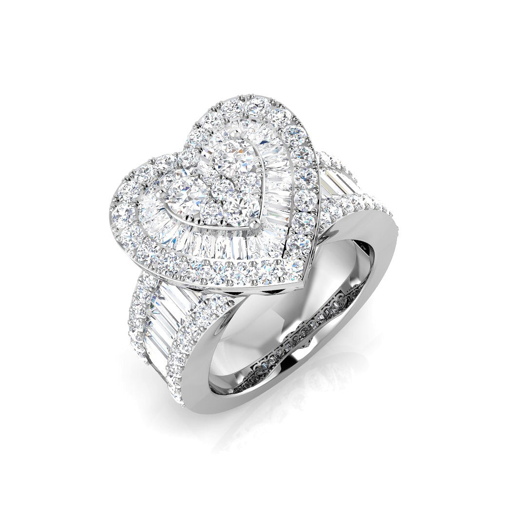 Baguette & Brilliant Diamond Ring 1.1ct–2.68ct – SR246 – 18k White Gold