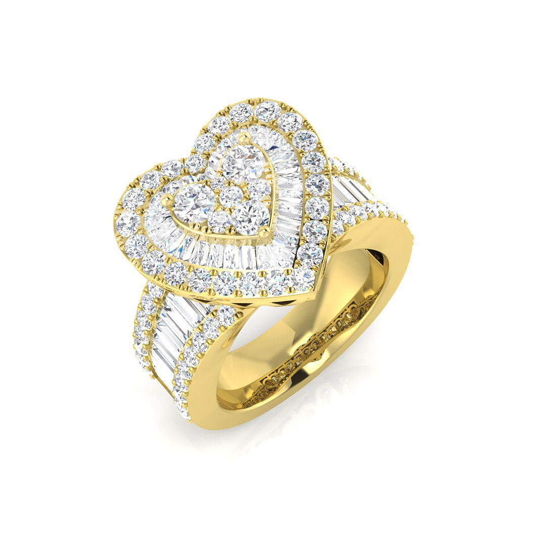 Baguette & Brilliant Diamond Ring 1.1ct–2.68ct – SR246 – 18k Yellow Gold
