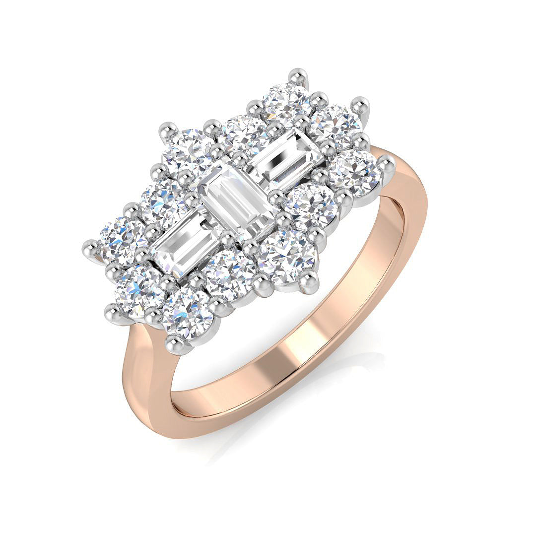 Baguette & Brilliant Diamond Ring 0.28ct–1.51ct – SR206 – 18k Rose Gold