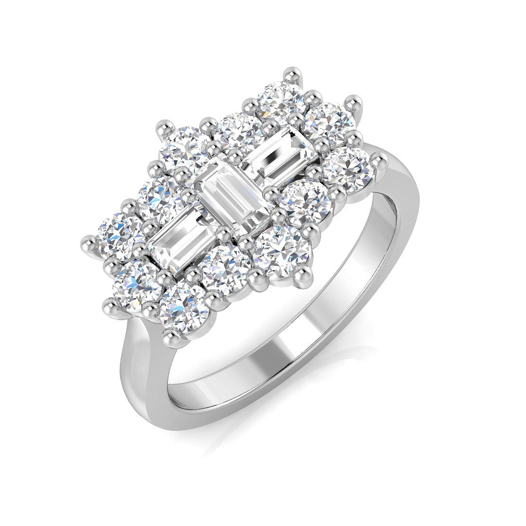 Baguette & Brilliant Diamond Ring 0.28ct–1.51ct – SR206 – 18k White Gold