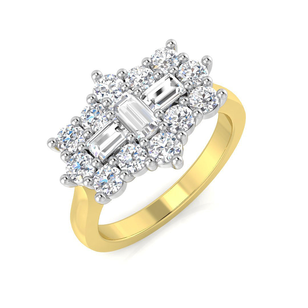 Baguette & Brilliant Diamond Ring 0.28ct–1.51ct – SR206 – 18k Yellow Gold