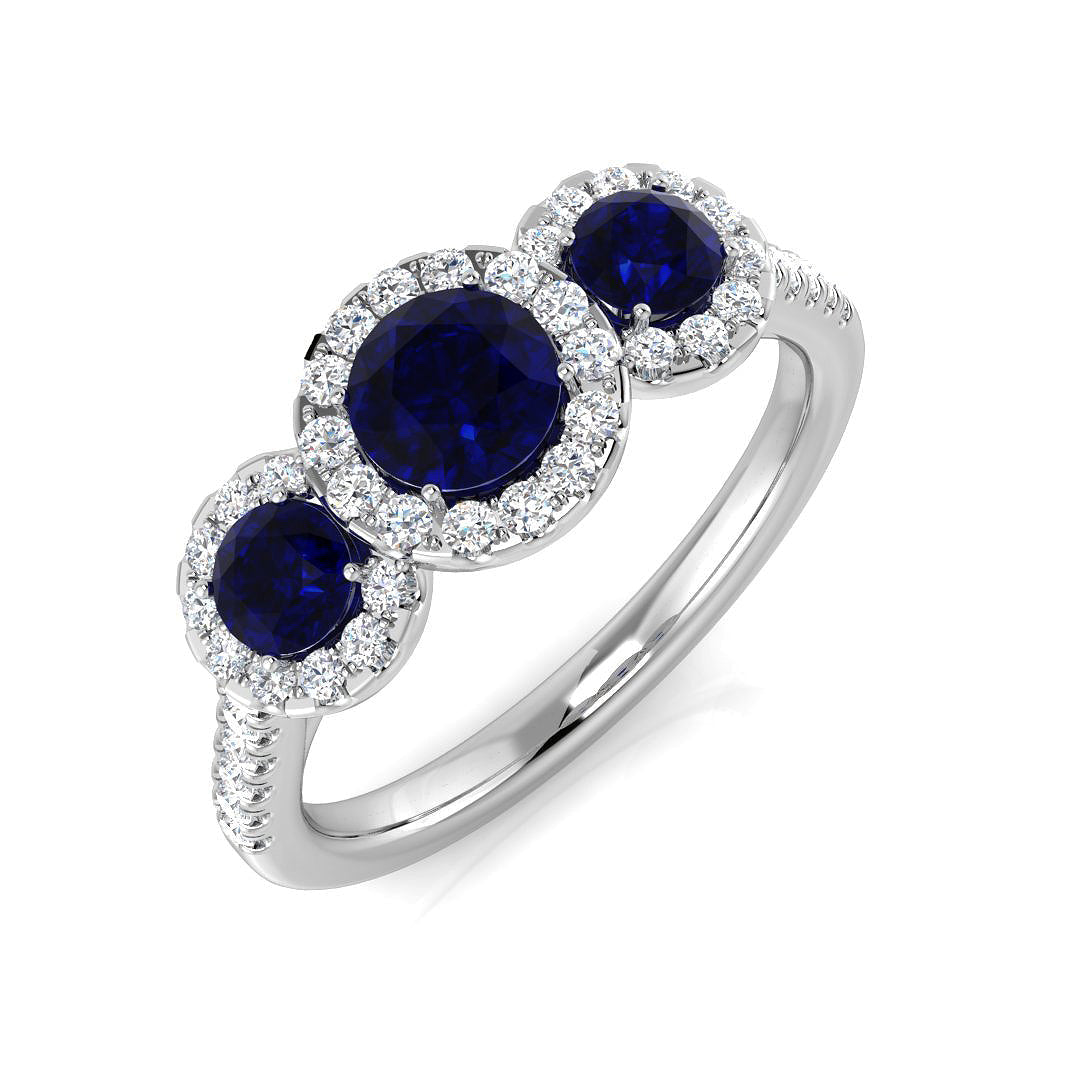 Three Stone Diamond Ring 0.74ct–1.2ct – SR2784~BS – 18k White Gold
