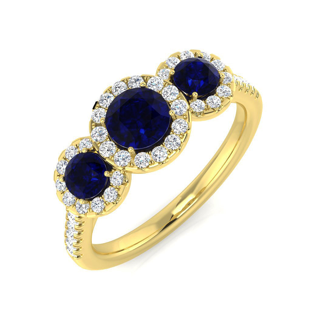 Three Stone Diamond Ring 0.74ct–1.2ct – SR2784~BS – 18k Yellow Gold