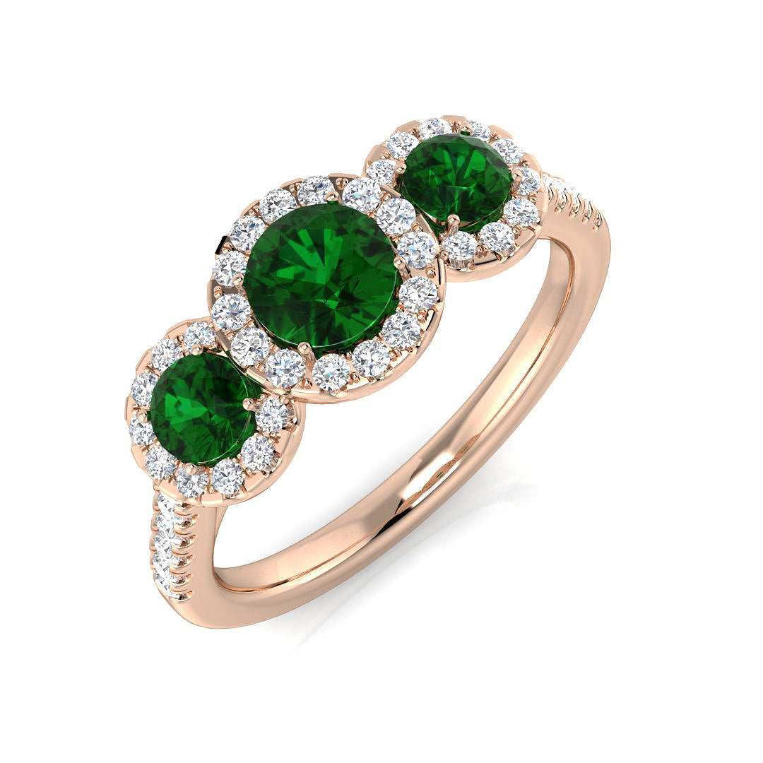 Three Stone Diamond Ring 0.67ct–0.96ct – SR2784~EM – 18k Rose Gold