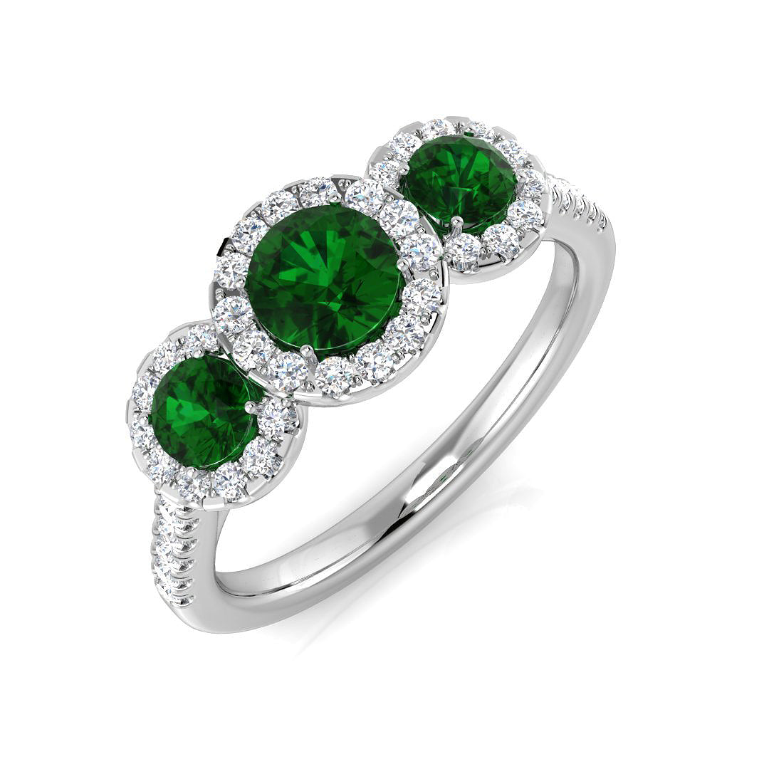 Three Stone Diamond Ring 0.67ct–0.96ct – SR2784~EM – 18k White Gold