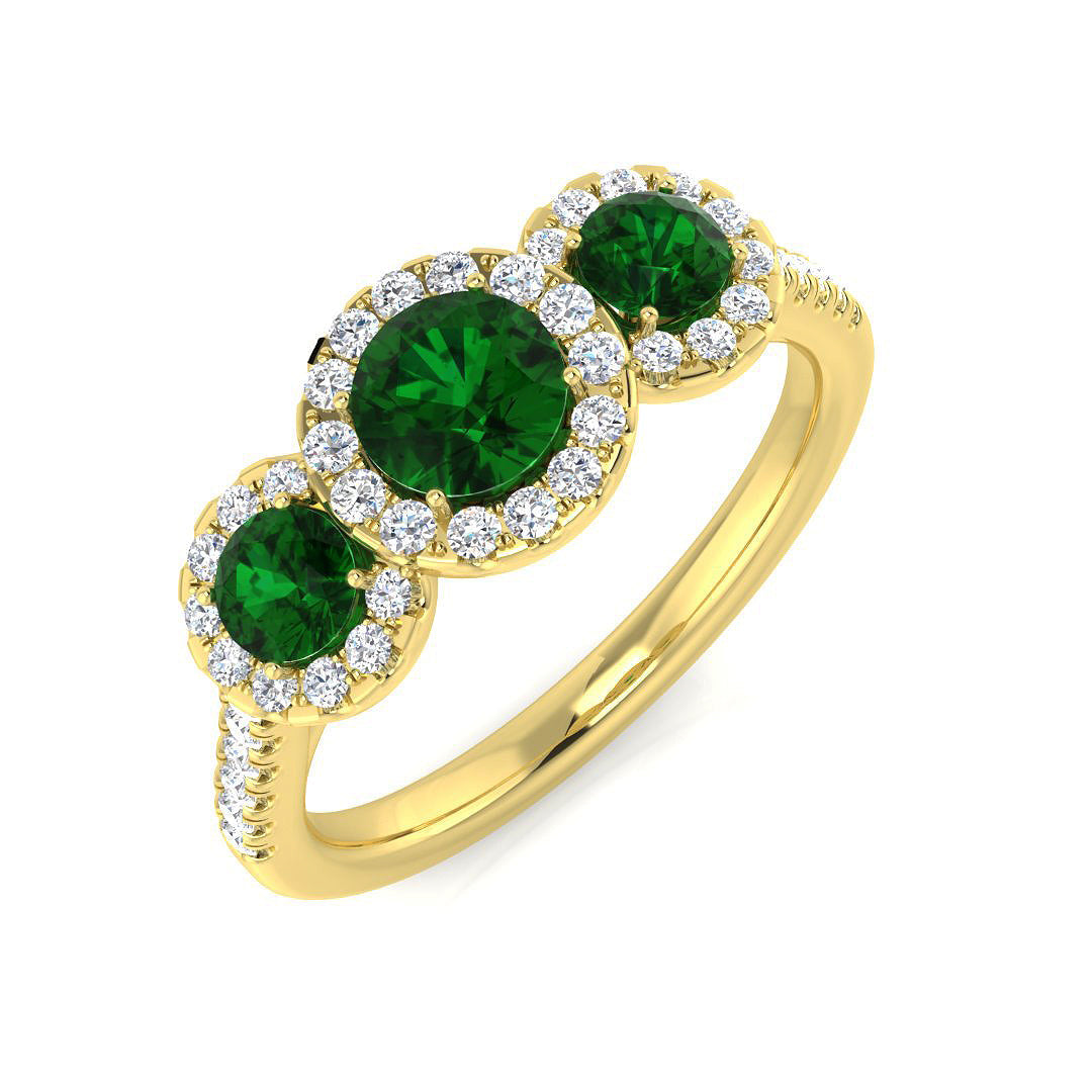 Three Stone Diamond Ring 0.67ct–0.96ct – SR2784~EM – 18k Yellow Gold