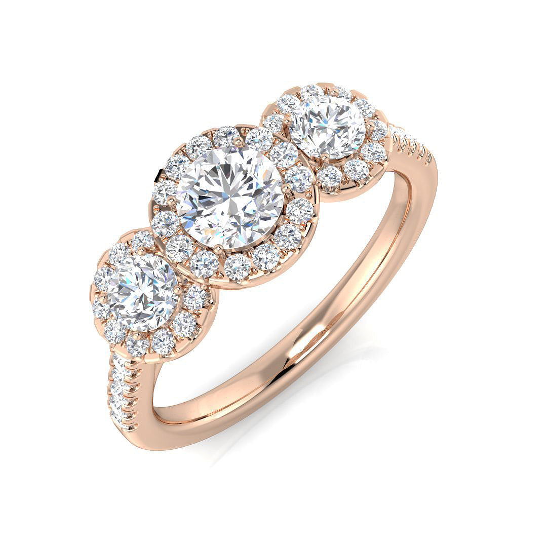 Three Stone Diamond Ring 0.73ct–1.78ct – SR794 – 18k Rose Gold